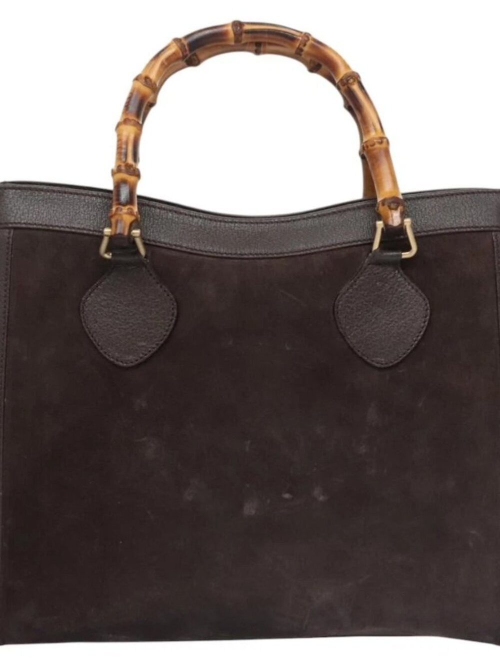 GUCCI Bamboo Hand Bag Suede Brown Gold 002 2853 0260 0 Auth BA348 - Picture 2 of 15